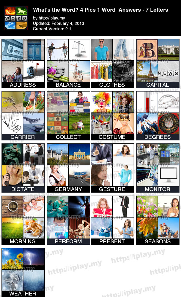 4 Pics 1 Words Answers 7 letters