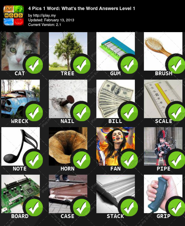 Android Whats the Word Answers Level 1