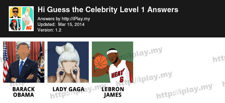 Hi Guess the Celebrity Level 1