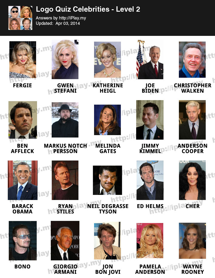 Logo Quiz Celebrities Level 2 Answers