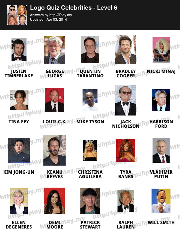 Logo Quiz Celebrities Level 6 Answers
